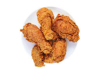Plate of Delectable Golden Brown Crispy Fried Chickens Isolated on Transparent Backdrop, PNG file