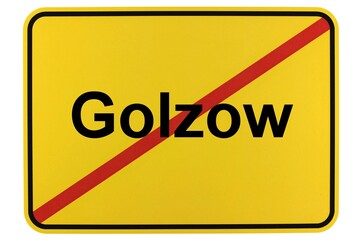 Fototapeta premium Illustration eines Ortsschildes der Gemeinde Golzow in Brandenburg