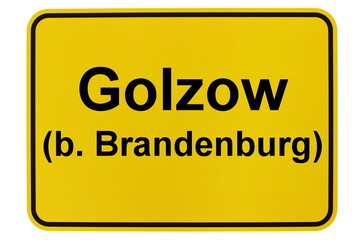 Illustration eines Ortsschildes der Gemeinde Golzow (b. Brandenburg) in Brandenburg