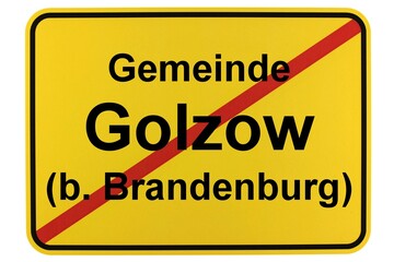 Illustration eines Ortsschildes der Gemeinde Golzow (b. Brandenburg) in Brandenburg