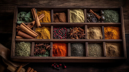 Herbs and spices. Generative AI.