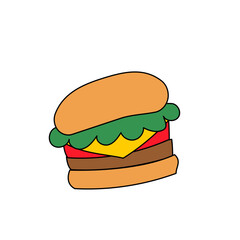 ハンバーガーのラフなイラスト