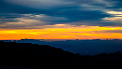 Sunset landscape from the Sierra Nevada mountain range, Spain.