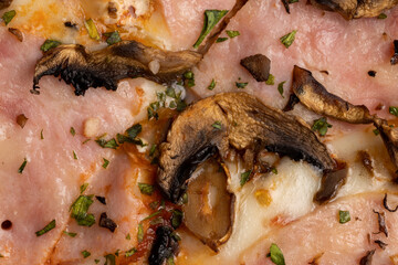 delicious homemade fast food pizza with mushrooms