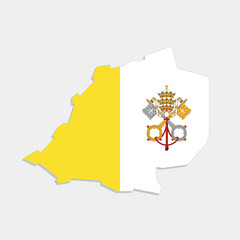 vatican city map with flag on gray background