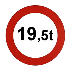 Illustration des Straßenverkehrszeichens "Maximal zulässiges Gesamtgewicht 19,5t"	