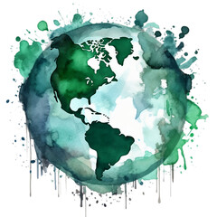 Green earth watercolor art.  Created using generative AI.