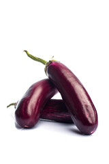 Eggplant or aubergine or brinjal vegetable isolated on a white background.