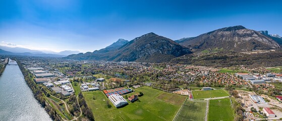 Sassenage vue de drone, Isère, Auvergne-Rhône-Alpes, France