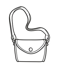 Hand drawn purse. Outline sketch style female small bag. Isolated vector illustration.