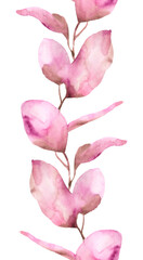 Fototapeta premium Autumn pattern of pink leaves. Isolated watercolor illustration for your design. Ideal for logos, menus, labels, greetings, packaging, posters, websites, digital presentations. White background