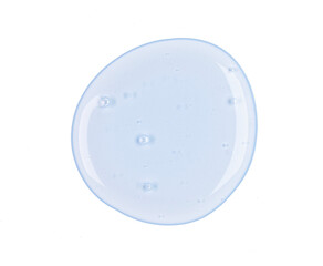 Round sample of drop blue transparent gel with bubbles isolated, clipping path, top view, PNG - 589545881
