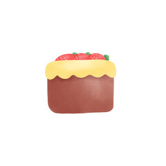 A chocolate cake with strawberry on it