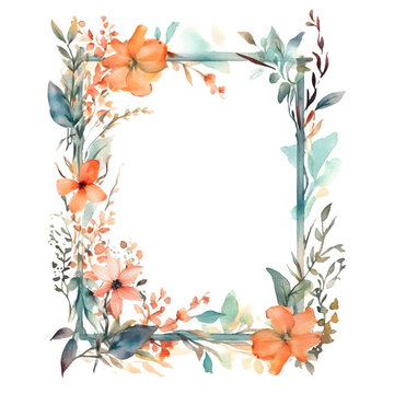 Rustic botanical frame with wildflowers and foliage PNG Transparent Background