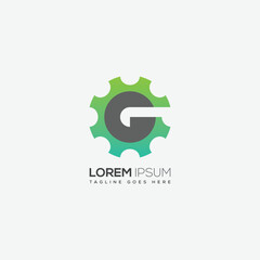 G letter gear icon logo design