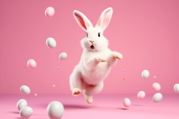 Easter bunny and easter eggs created with Generative AI