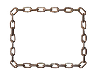 Rusty chain square (with clipping path) isolated on white background