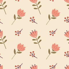 Cute floral vector seamless pattern