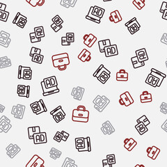 Set line Advertising, and Briefcase on seamless pattern. Vector