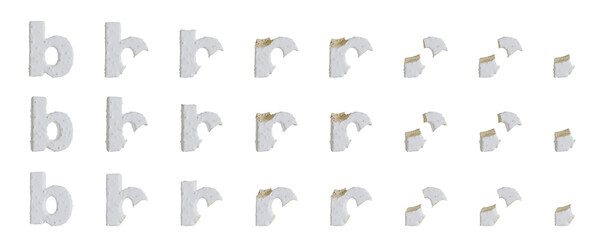 Milk cream with Almonds and Vanilla Ice Cream Bars b-shaped, 3D rendering