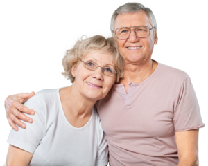 Portrait of happy senior couple smiling at home