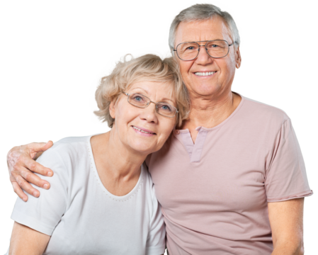 Portrait of happy senior couple smiling at home