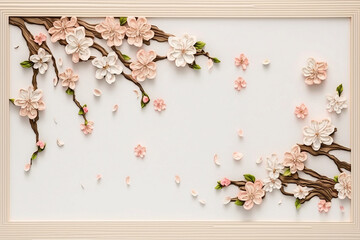 cherry blossom on wooden background