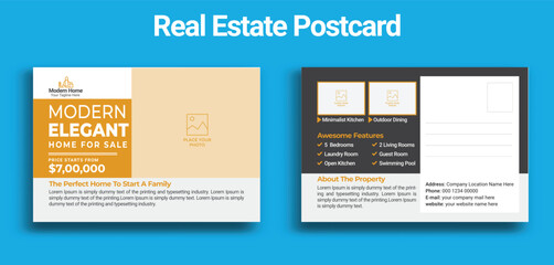 Real estate property sale postcard template