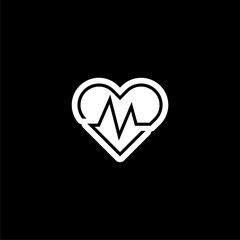 Heartbeat Line Icon. Cardiogram Outline Icon isolated on black background 