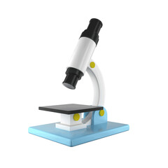 scientific cartoon medical microscope dna chemical on transparent background. 3d render science and technology concept.	