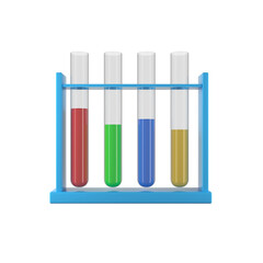 scientific cartoon medical test tube chemical on transparent background. 3d render science and technology concept.	
