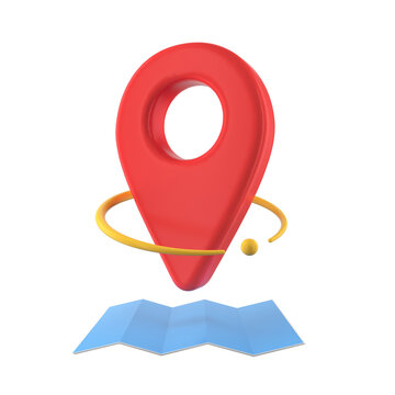 location map pin with marker web contact icon concept isolated on transparent background. illustration 3d render