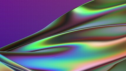 Rainbow chrome metal plate simple and chic psychedelic cyberpunk modern 3d rendering background material