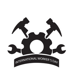 Icono vector del dia internacional del trabajador. Vista de frente - obrazy, fototapety, plakaty