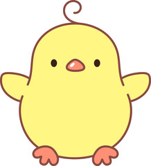 Cute chick baby bird png isolated icon. Funny character adorable chick or duckling. Spring Easter design element. Sweet cartoon anime bird.