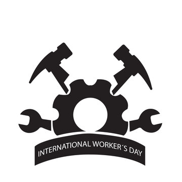 Icono vector del dia internacional del trabajador. Vista de frente
