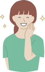 喜ぶ女性のシンプルイラスト