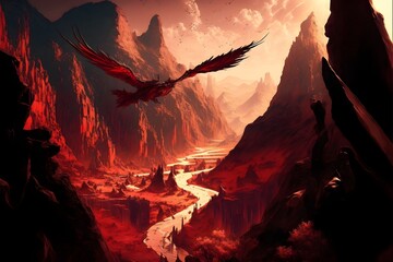 Fairy Phoenix Valley: A Majestic and Enchanting Landscape of Red Fantasy