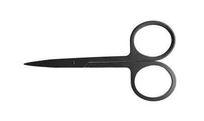 steel manicure and pedicure tools isolated on white with copy space. Classic metal nail scissors....
