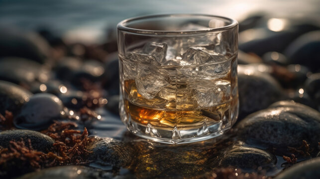 glass of whiskey created with Generative AI technology