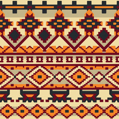 ethnic woven seamless pattern, traditional kilim ornament, handdrawn vector illustration, background in natural colors