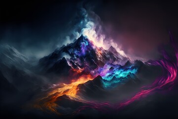 Vibrant Colors and Amazing Mountain Landscape in Abstract Art