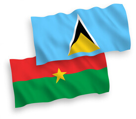 Flags of Saint Lucia and Burkina Faso on a white background