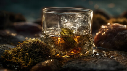 glass of whiskey created with Generative AI technology
