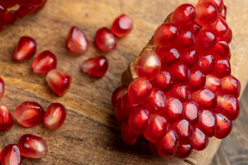 red pomegranate without peel with lots of sweet seeds