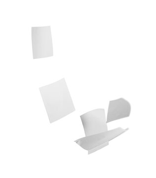 Close-up photo of white paper sheets isolated on white background