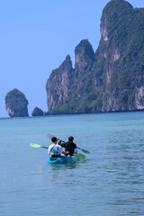 Two people going in kayak at Phi Phi Islands
