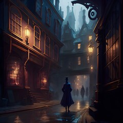 Enchanting Alleyways of London's Wizarding District: A Magical Journey Through Diagon-like Streets - obrazy, fototapety, plakaty
