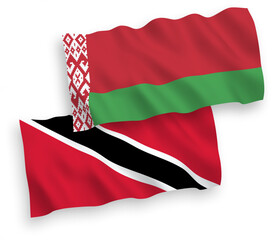 Flags of Republic of Trinidad and Tobago and Belarus on a white background
