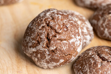 Fresh chocolate gingerbread on the kitchen table
